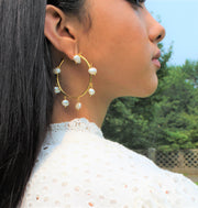 Galine Pearl Hoop Earrings