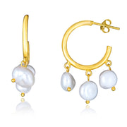 Adella Small Hoop Pearl Earrings